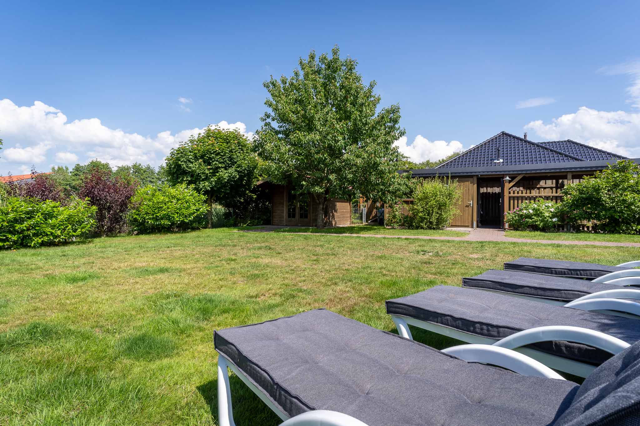 Ferienhaus Wildrose Garten Liegen