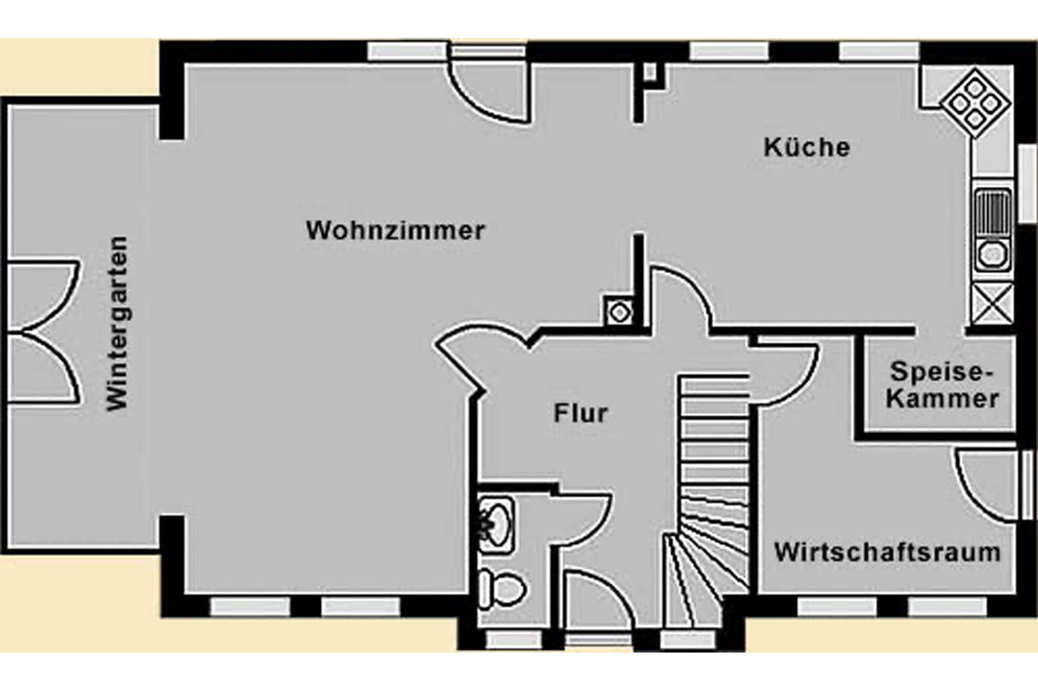 Ferienhaus Wildrose Grundriss Erdgeschoss